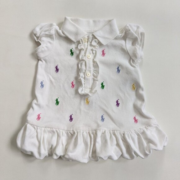Ralph Lauren Baby Girls 3 Month Polo Summer Dress White Embroidered Logo - Picture 1 of 6